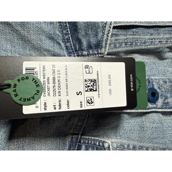 NWT G-Star RAW Women’s Oversized Western Denim Jacket Sun Faded Blue Size Small - Picture 7 of 10